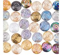 Hobbspring 50 cuentas espaciadoras galvanizadas en colores arcoíris, planas, redondas, a rayas, perlas de cristal transparentes Millefiori perlas checas para hacer pulseras