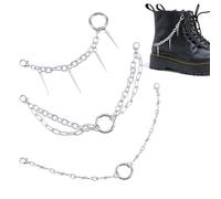 Hobbspring 6 cadenas de zapatos punk, 3 estilos, remaches, cono, pico, nudo, cadena de botas, accesorios con anillos de puerta de resorte para tenis, zapatos casuales de lona
