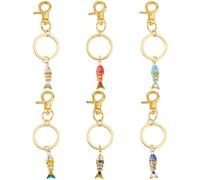Hobbspring 6 llaveros de peces dorados, 6 colores esmaltados, llaveros de peces de la suerte, llaveros de peces oscilantes para llaves, bolsos, mochilas, bolsos, accesorios de decoración