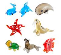 Hobbspring 8 Estilos Figuras De Vidrio Soplado A Mano Miniatura Animal Decoración De Cristal Ballena Morsa Delfín Pez Mariposa Tortuga Estrella De Mar Faja Estatuilla Para Coleccionables Decoración