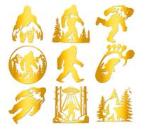 Hobbspring 9 pegatinas doradas autoadhesivas 4 cm x 4 cm Bigfoot Metal Decoraciones Bosques Impermeables Pegatinas Decorativas para Scrapbooks DIY Resina Manualidades Teléfono Móvil Botella Decoración