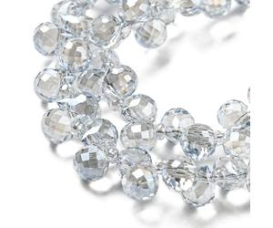 Hobbspring Aprox. 108 perlas de cristal galvanizadas, 5 x 6 mm, perlas de cristal transparentes, cuentas espaciadoras sueltas facetadas, perlas de cristal para hacer joyas