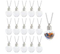 Hobbspring Botellas de cristal, collar de botellas de cristal, colgante con tapón de rosca, botellas de acero inoxidable, reloj de arena, botella de deseos con cadena para perlas, perfume, soporte