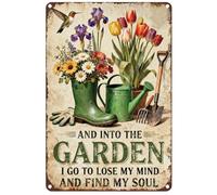 Hobbspring Gartengeräte Cartel de chapa decorativa botas flores pájaro encontrar mi alma cartel de metal 20 x 30 cm hierro impermeable arte de pared para jardín al aire libre cafés clubes y casas de