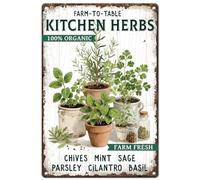 Hobbspring Hierbas Vintage Metal Signos 20 x 30 cm Retro Cocina Hierbas Cartel Farm To Table Frescas Plantas Hierbas Póster para Habitación Jardín Patio Hogar Cocina Tienda Decoración de Pared