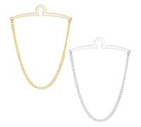 Hobbspring Juego de 2 cadenas de corbata para hombre, cadena de corbata de un solo lazo, platino y dorado, cierre de corbata para boda, aniversario, banquete de negocios y vida cotidiana, 88x62mm