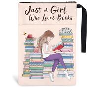 Hobbspring - Manta de libro de lectura para niña de poliéster con cremallera y bolsillo delantero para regalo de cumpleaños de Navidad para estudiantes y profesores, 34 x 24 cm