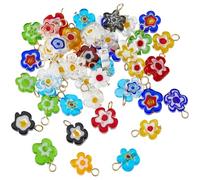 Hobbspring Millefiori - Colgante de cristal con perlas chapadas en oro de 18 quilates para manualidades, joyas, collares, pendientes, suministros para manualidades, Cristal Millefiori