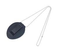 Hobbspring Soporte para insignias de policía, color negro, ovalado, de piel, universal, con clip para cinturón y cadena de hierro, para agentes de la ley