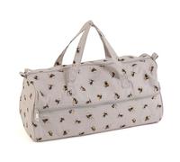 Hobby Gift Bolsa de tejer - Bolsa de almacenamiento de lana grande - Compartimento con cremallera para agujas de tejer de hasta 40 cm, ganchos de ganchillo y accesorios - 16,5 x 45 x 19,5 cm - Abejas