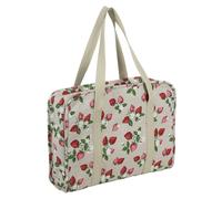 Hobby Gift Bolsa Grande de Tejer Tipo Estuche Proyecto, Organizador de Costura y Crochet para Viaje y Clases, Bolsa con Compartimentos, 100% Algodón, 34 x 28 x 12 cm, Fresas