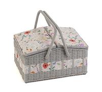 Hobby Gift Caja de almacenamiento de mimbre sintético con doble tapa, flores silvestres (MRLTHB)