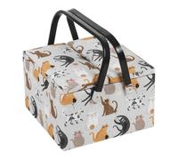 Hobby Gift Caja de almacenamiento grande para costura, doble tapa, 25 x 25 x 17 cm, gatos