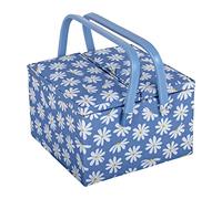 Hobby Gift Caja de almacenamiento grande para manualidades de costura, doble tapa, cuadrada, margaritas vaqueras