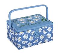 Hobby Gift Caja de almacenamiento mediana de costura para pasatiempos, margaritas de mezclilla bordadas