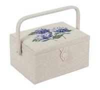 Hobby Gift Costurero mediano exclusivo, caja de almacenamiento para manualidades, bandeja para accesorios, alfiletero, mango de PVC, 18,5 x 25,5 x 14,5 cm, Hydrangea