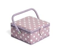 Hobby Gift MrsQ Costurero pequeño Exclusivo, Caja de Almacenamiento para Manualidades, Bandeja para Accesorios, alfiletero, Mango de PVC, 20 x 20 x 11 cm, Lunares Malva, 20 x 20 x 11cm