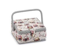 Hobby Gift Mrs 95 Costurero pequeño Exclusivo, Caja de Almacenamiento para Manualidades, Bandeja para Accesorios, alfiletero, Mango de PVC, 20 x 20 x 11 cm, búho, 20 x 20 x 11cm