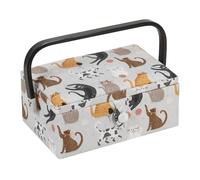 Hobby Gift Caja de Costura Rectangular Pequeña, 15,5 x 23,5 x 11 cm, Gatos