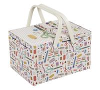 Hobby Gift Caja grande de almacenamiento para manualidades de costura con doble tapa, aplicada, bordada, Haby Notions