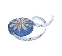 Hobby Gift Cinta métrica retráctil para coser con cubierta de tela, 150 cm, margaritas vaqueras