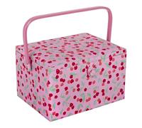 Hobby Gift Costurero grande, caja de almacenamiento para manualidades, bandeja para accesorios, alfiletero, mango de PVC, 23,5 x 31 x 20 cm, Cereza