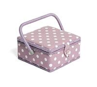 Hobby Gift MrsQ Costurero pequeño Exclusivo, Caja de Almacenamiento para Manualidades, Bandeja para Accesorios, alfiletero, Mango de PVC, 20 x 20 x 11 cm, Lunares Malva, 20 x 20 x 11cm