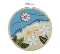 Hobby Gift Trimits Kits de aros de bordado - 15 cm, juego de iniciación para principiantes, incluye hilos de bambú para aro, aguja de tela e instrucciones (idioma español no garantizado), playa