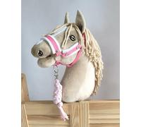 Hobby Horse: Cabestro A3 con Pelo Blanco + Corbata de Cuerda - Blanco y Rosa