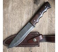 Hobby Hut HH-401, Cuchillo de Acero de Damasco de 11.5 Pulgadas Bushcraft | Cuchillo de Caza | Funda de Cuero | Full Tang| Cuchilla Afilada para Cuchilla de Afeitar para Exteriores
