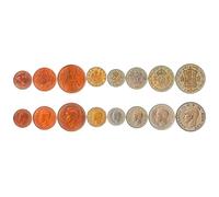 Hobby of Kings 8 monedas de Reino Unido | Juego de monedas británicas 1 Farthing 1/2 1 3 6 peniques 1 2 chelines media corona | 1937-1948 | George VI | Wren | Thrift | Barco | Britannia