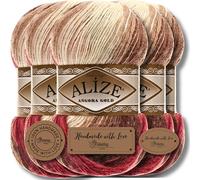 Hobby YARN 3 etiquetas de etiquetas con Alize Angora Gold Batik Lana Premium 5 x 100 g en conjunto, hilado, lana virgen, degradado, hilo de punto para ganchillo, tejer, ropa (4574)