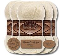 Hobby YARN 3 etiquetas de etiquetas con Alize Angora Gold Simli Glitter Lana Premium 5 x 100 g como juego, hilado, lana virgen, liso, hilo para tejer, tejer ropa (Candle Light - 67)