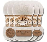 Hobby YARN Alize 5x 100g Angora Gold Lana Premium Turca de Mohair Delgada y Lana Virgen | Hilo para Bebés | Para Tejer, Uni Yarn (flor de magnolia, 450)