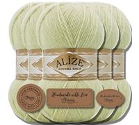 Hobby YARN Alize 5x 100g Angora Gold Lana Premium Turca de Mohair Delgada y Lana Virgen | Hilo para Bebés | Para Tejer, Uni Yarn (Apple Juice | 839)