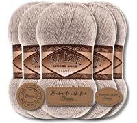 Hobby YARN Alize Angora Gold Simli - Ovillos de lana turca de calidad, 5 x 100 g, de lana virgen con efecto brillante, hilo de tejer a mano