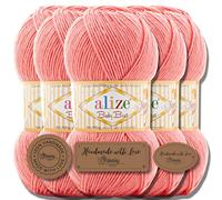 Hobby YARN Alize Baby Best Batik - Ovillos de lana turca premium para bebé, 5 unidades de 100 g, (coral oscuro, 170)