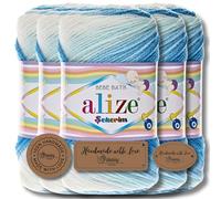 Hobby YARN Alize Sekerim Bebe Batik 2130 - Ovillo de lana de acrílico turca, 5 unidades, 100 g, color pastel
