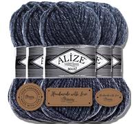 Hobby YARN Alize Superlana Maxi 5 hilos de 100 g de lana turca, algodón y acrIlico, lisos, hilo para tejer a mano, hilo de punto, monocolor, para hacer punto, bufandas (Jaspe Navy, 805)