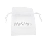 Hobbyfun Bolsita de Organza Mr & Mrs, Blanco/Plata, 10 x 13 cm, btl. a 5 ST.