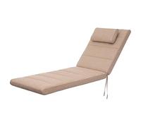 HOBBYGARDEN Cojín acolchado para exterior e interior, 204 x 60 x 7 cm, color beis, cojín para tumbona de jardín, resistente a la intemperie, cojín para silla, tumbona y sofá