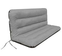 HOBBYGARDEN Cojín para banco de 3 plazas y respaldo, cojín para banco, columpio, cojín para banco, cojín de jardín, gris claro, aprox. 150 x 110 x 7 cm