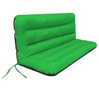 HOBBYGARDEN Cojín para banco de 3 plazas y respaldo, cojín para banco, columpio, para banco, jardín, verde, aprox. 150 x 110 x 7 cm