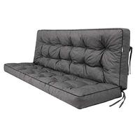 HOBBYGARDEN Cojín para banco y cojín para exteriores, para banco de jardín, cojín de palé y columpio de Hollywood, cojín de 140 x 49 cm, asiento de 140 x 56 cm, respaldo de grafito