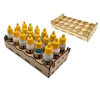 HobbyHold Estantería de color para modelismo, 18 agujeros, accesorios de madera, corte láser de 27 mm, ideal para pinturas militares y vallejo, soporte de color fácil montaje