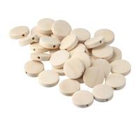 hobbyhub 200 cuentas redondas planas de madera, cuentas espaciadoras de monedas de madera natural sin terminar de 15 mm, cuentas sueltas para hacer joyas