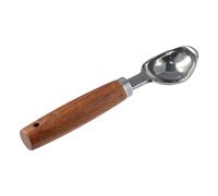 hobbyme Cuchara de helado de acero inoxidable con mango de madera, cuchara de hielo de metal para congelador, alimentos de frutas, melón, bola de café, cuchara de galletas, accesorios de barra de