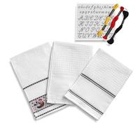 hobbymio.it 3 paños de cocina para bordar en punto de cruz con 3 madejas de hilo y patrón bordado, 3 paños de cocina de rizo blanco, 3 paños de cocina con tela aida
