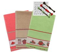 hobbymio.it 3 paños de cocina para bordar en punto de cruz con 3 madejas de hilo y patrón bordado, 3 paños de cocina de esponja de color, 3 paños de cocina con tela Aida (MIX 2)