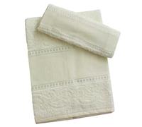 hobbymio.it Juego de toallas con invitado para bordar en punto de cruz, toallita más invitado con tela Aida, toalla de baño de 50 x 100 cm más invitado 30 x 55 cm (02 Crema)